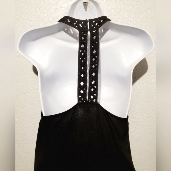 💚5/$25 Ella Moss Black Halter T Back Long Maxi Slip Dress With Leg Slits Small - Picture 5 of 7